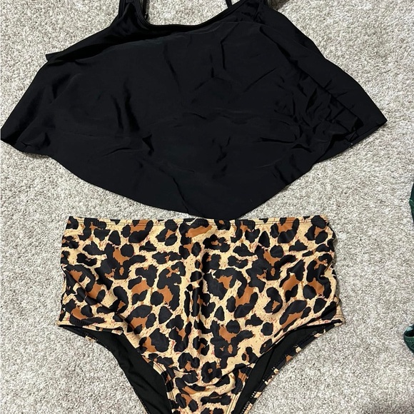 Two pairs of Black High-Waisted Ruffle Bikini Swim Suits - Picture 4 of 5
